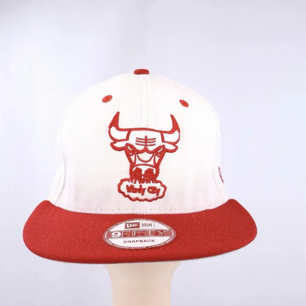 New Era Chicago Bulls Windy City Snapback Hat White Red Hardwood Classics NBA